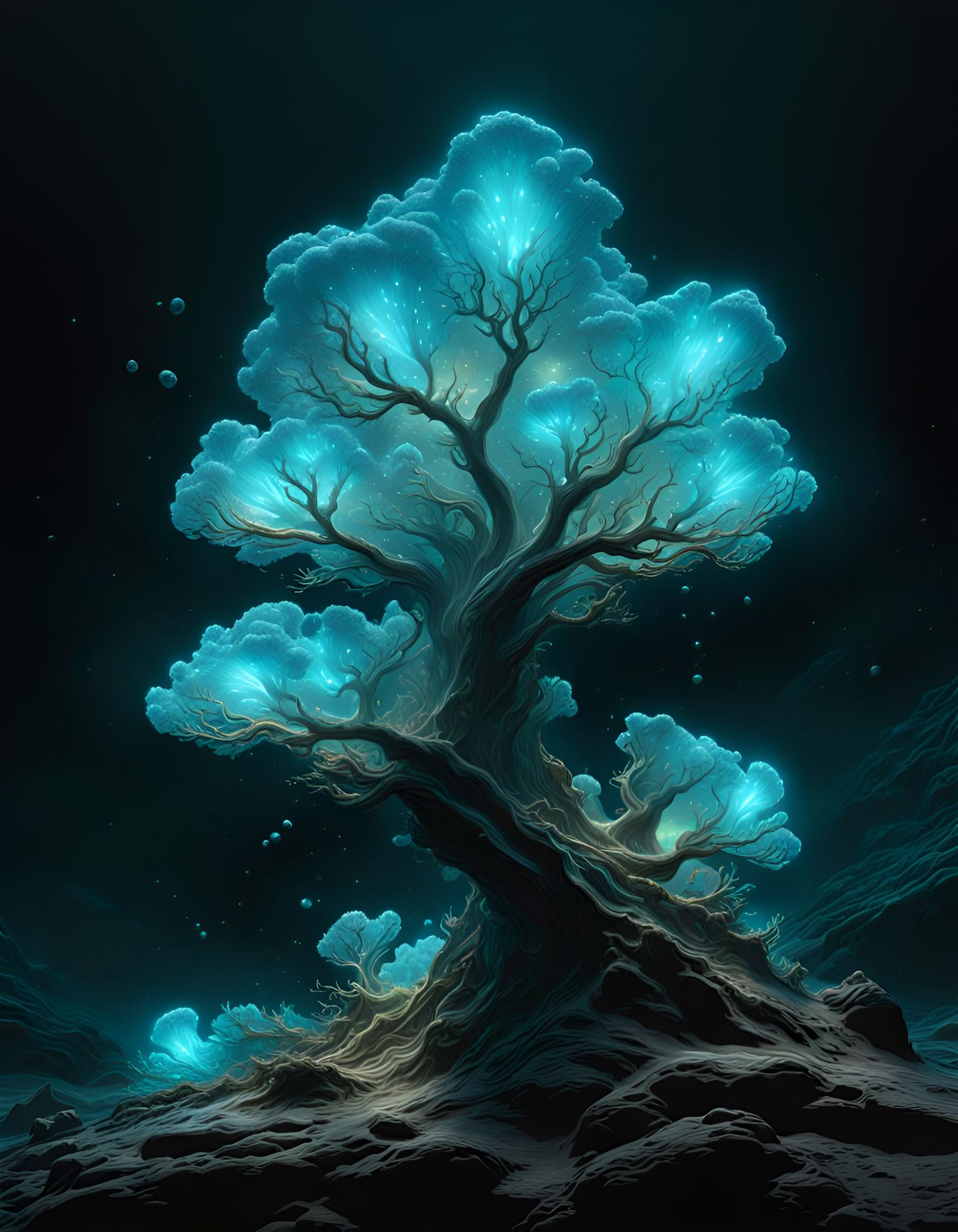 Bioluminous Underwater Tree