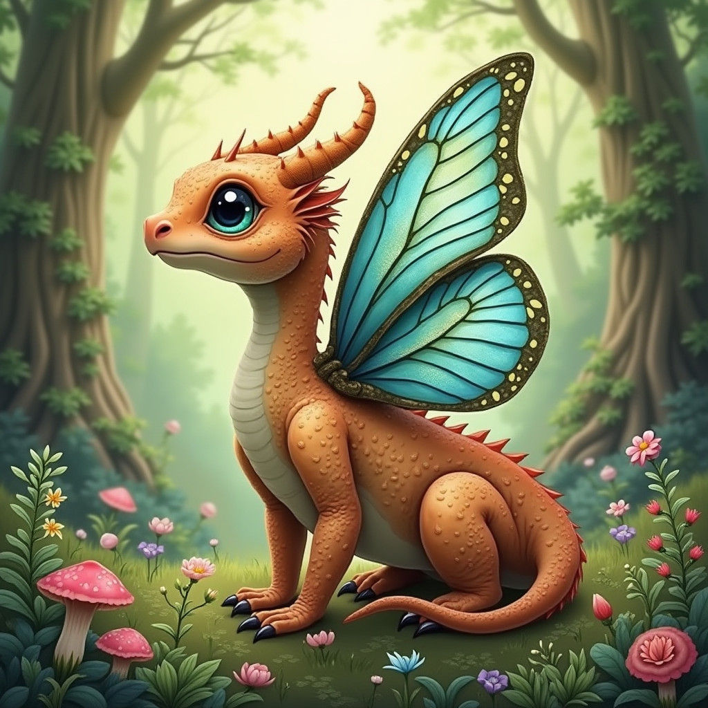 Enchanting Baby Dragon with Butterfly Wings
