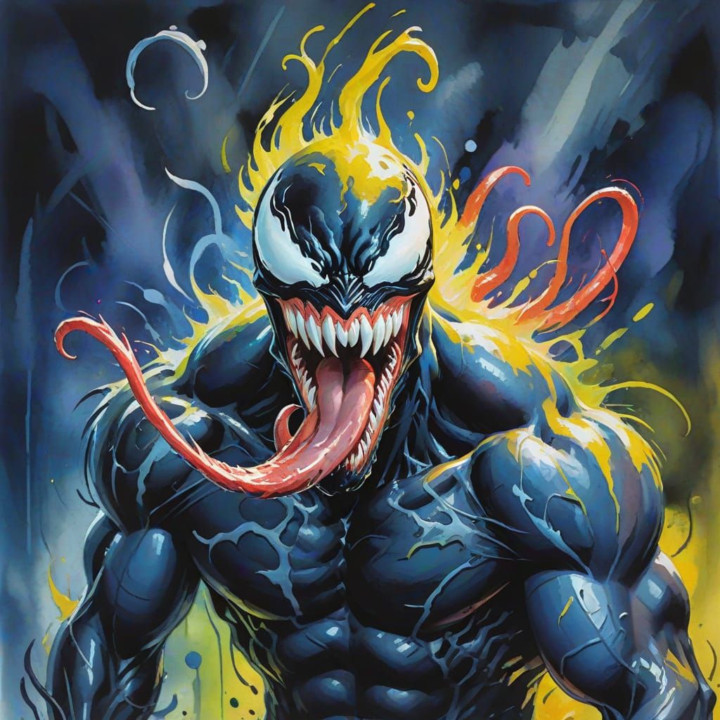Venom Gouache Style Impressionist Masterpiece