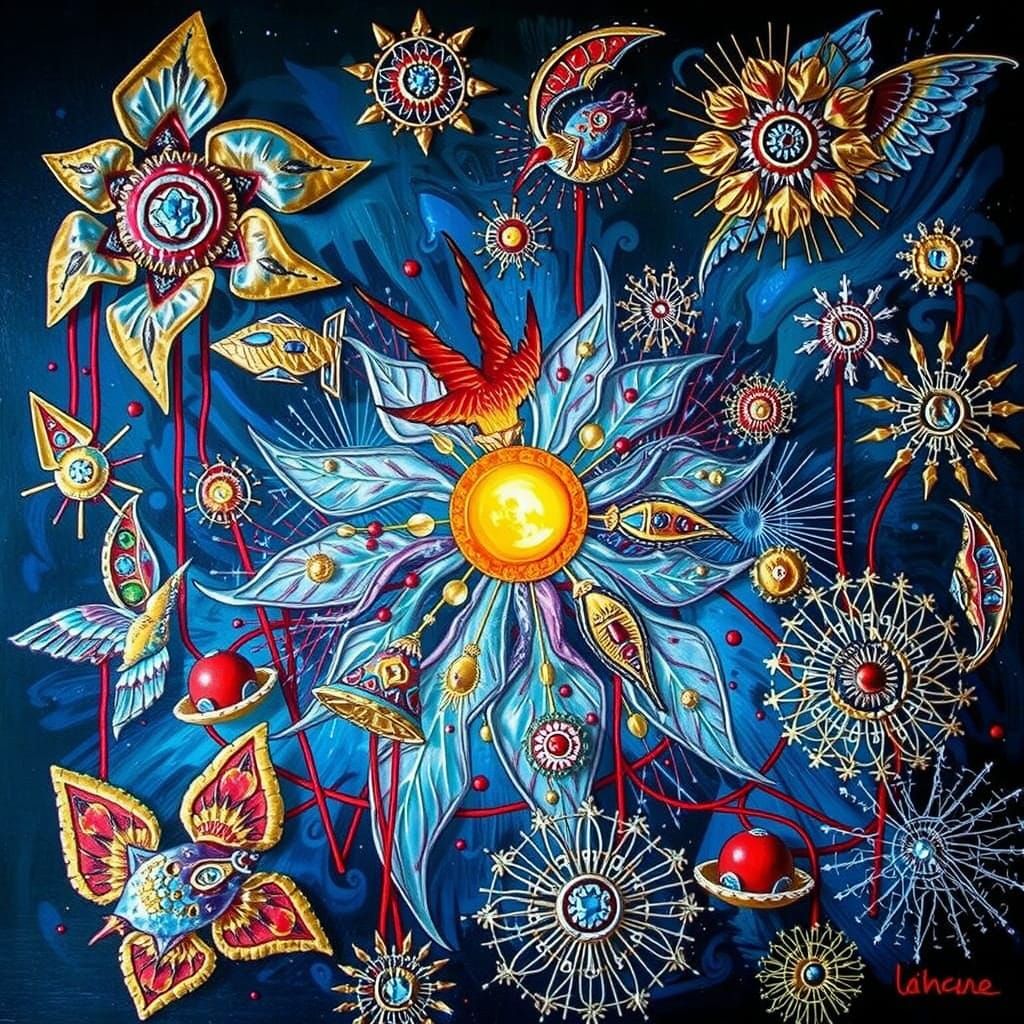 Expressive Red Sculpture of Imminent Glory