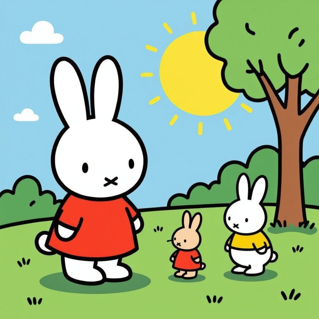 Miffy Character in Minimalist Flat Design Style