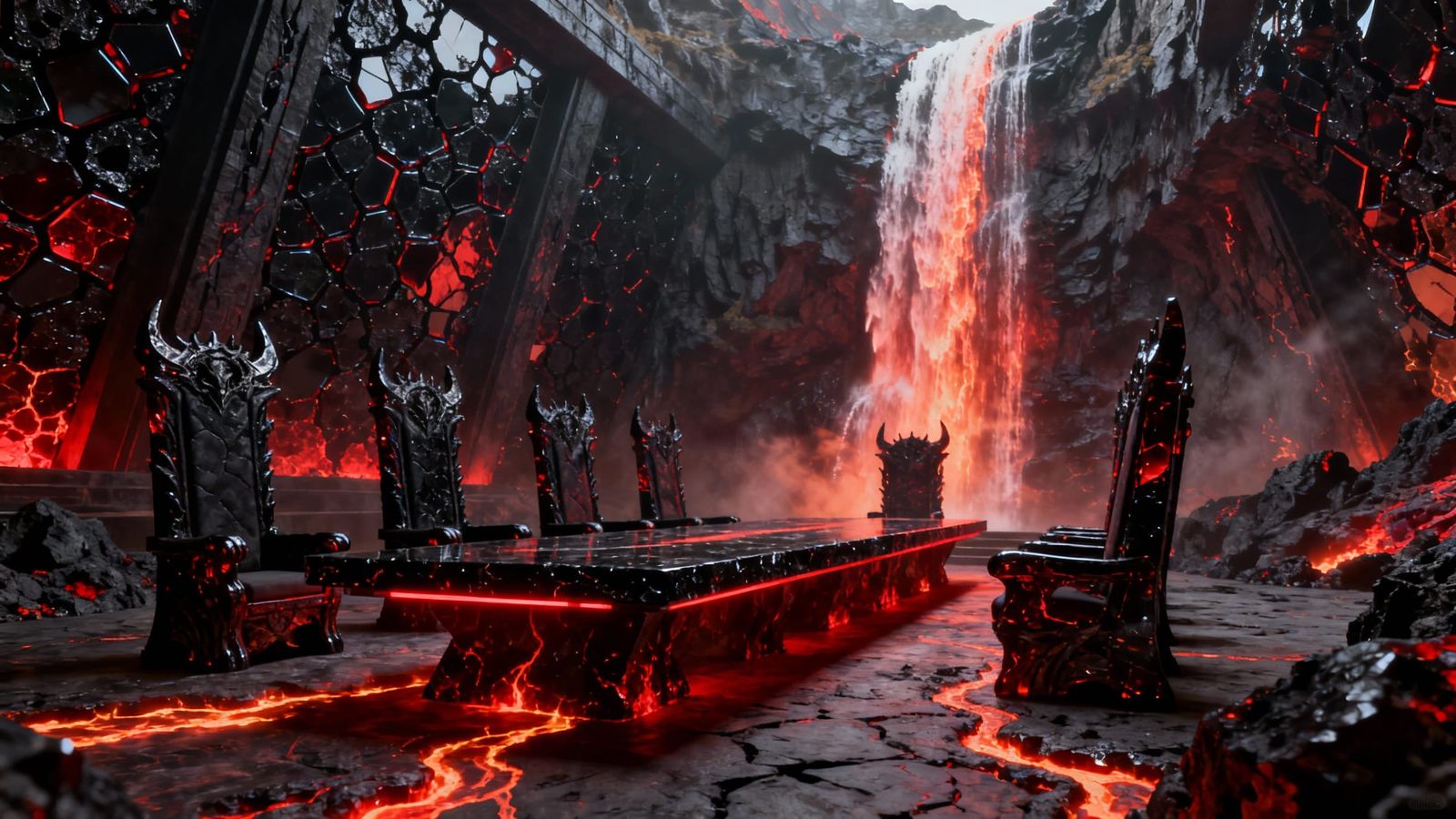 Villain's Lair: Obsidian Cathedral of Evil with Lavafall