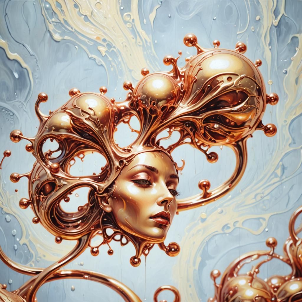 Golden Liquid Woman: A Surreal Transformation