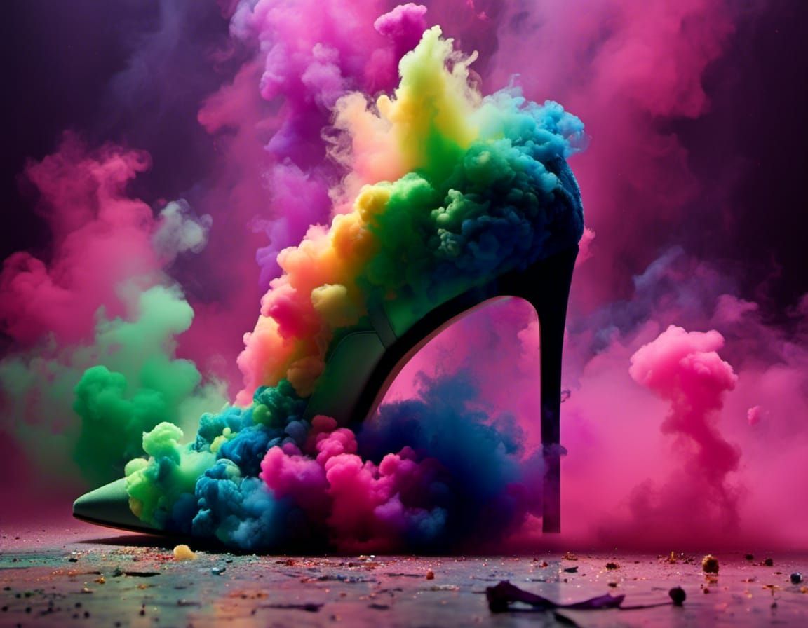 Designer Heels Made of Colored Smoke