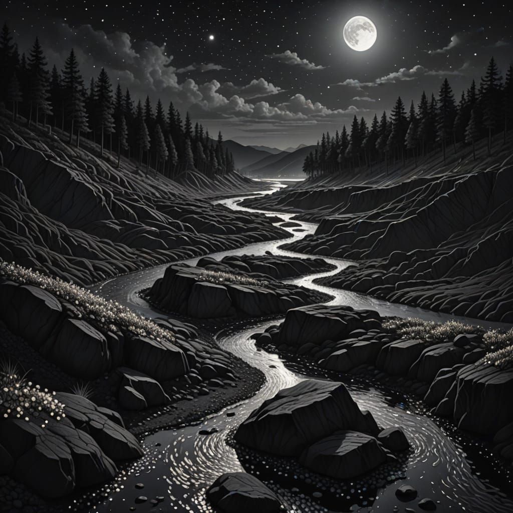 Luminous River in a Darkened Landscape
