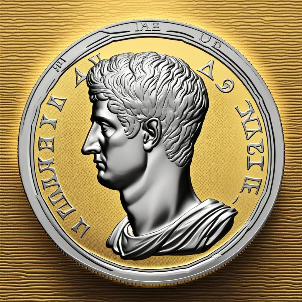 Silver Coin of Emperor Augustus in Hyperrealism