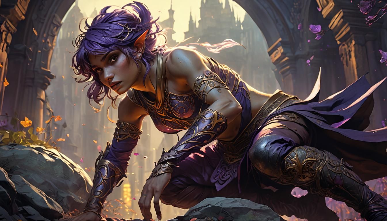 Ethereal Dark Fantasy Warrior in Low Angle Mastery