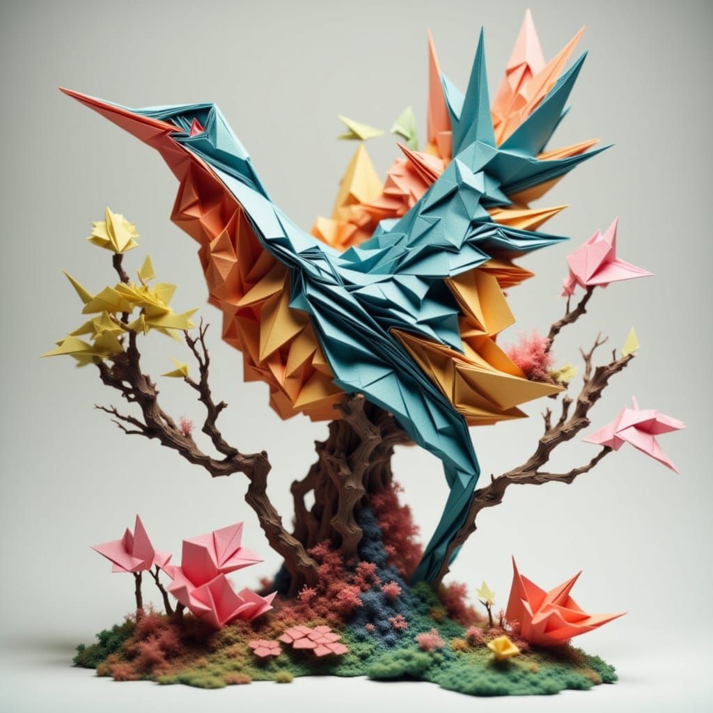 Origami Bird in Flight