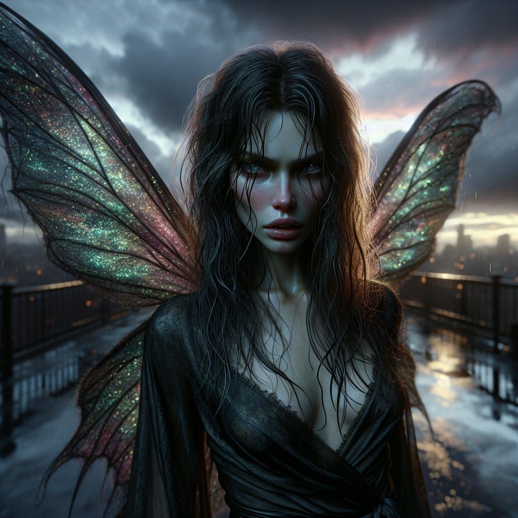 Angry Fairy Woman Portrait in Hyperrealistic Detail