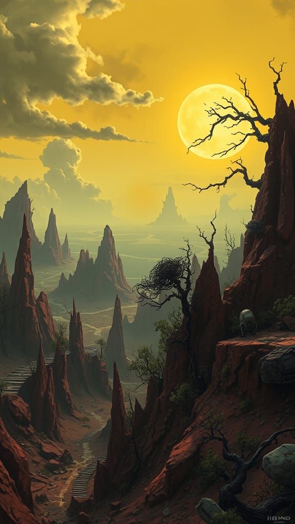 Barren, Toxic Wasteland of Laius Rift in Dark Sci-Fi Style