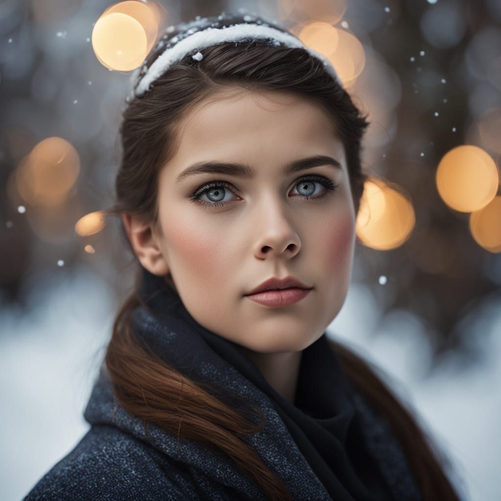 Snowy Portrait of Noblewoman with Beautiful Eyes