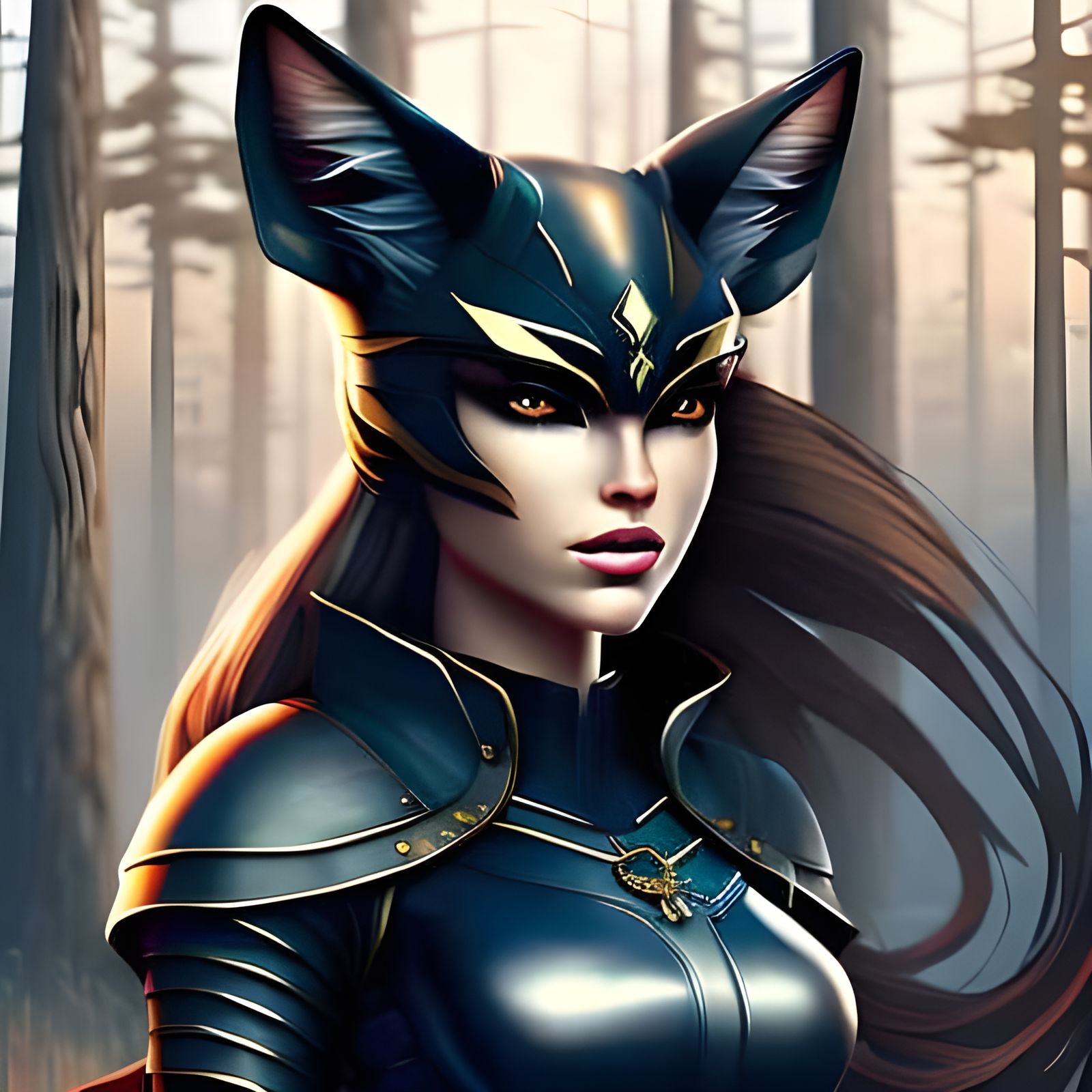 Werecat Woman in Forest