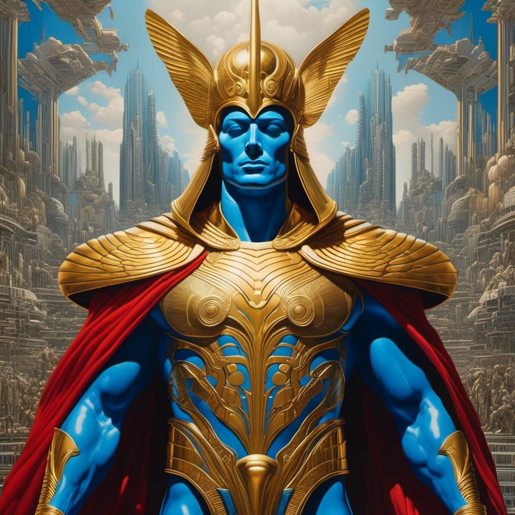 Superman as Pharaoh God in Cyberpunk Graffiti Art