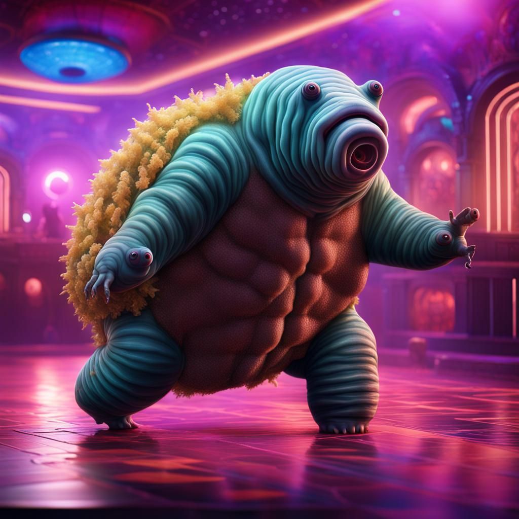 Tardigrades Dancing at a Disco, Detailed Matte Painting