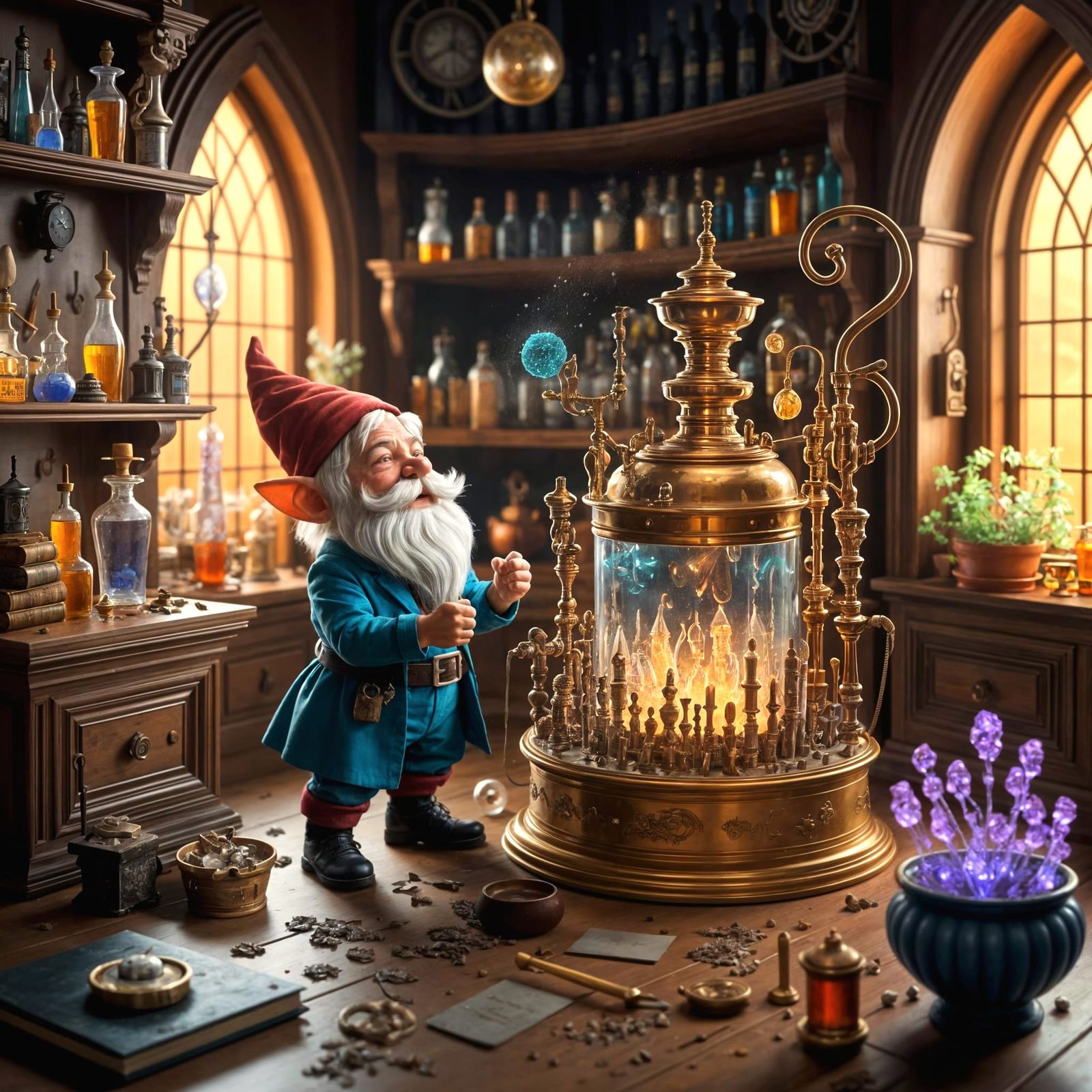 Gnome Alchemist's Triumph: A Victorian-Era Invention
