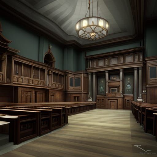 Underwater University Lecture Hall in Dark Fantasy Style