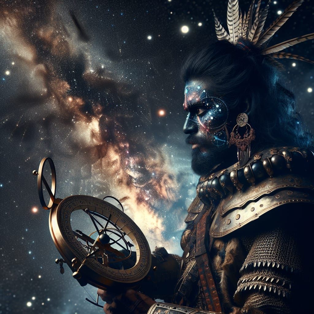 Astronomy Tribal warrior with tribal face paint