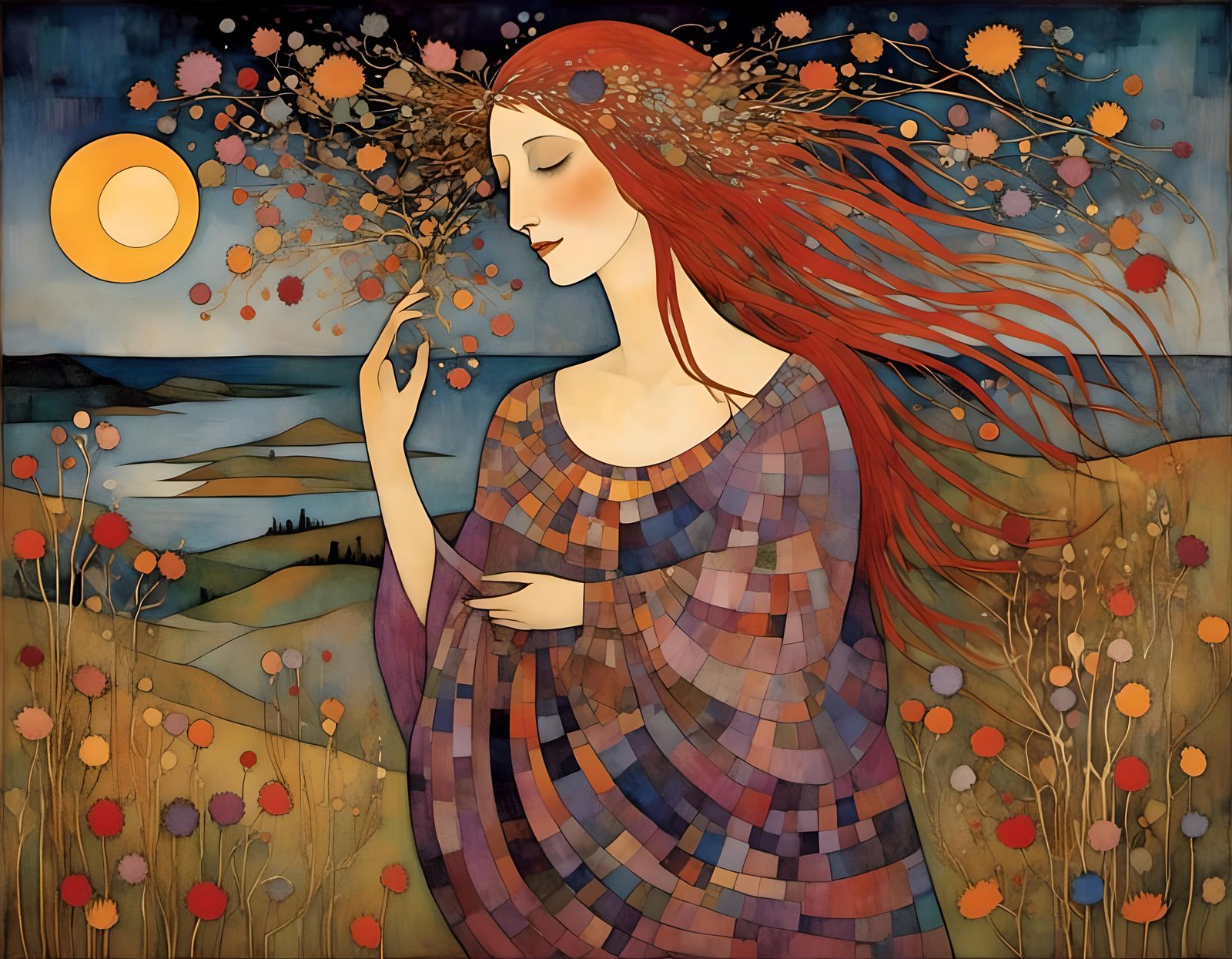 Enchanting Maiden Dancing in Twilight Shadows