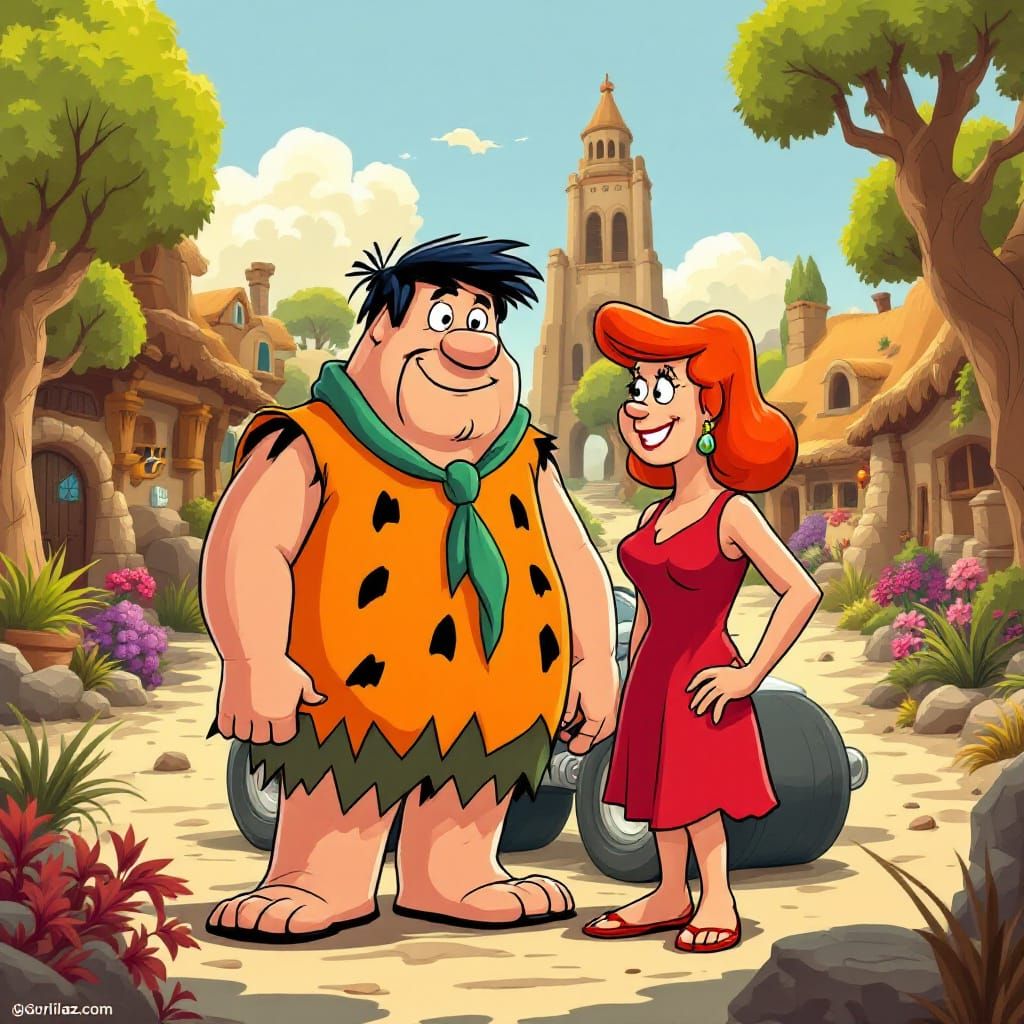 The Flintstones in Animated 2D Style