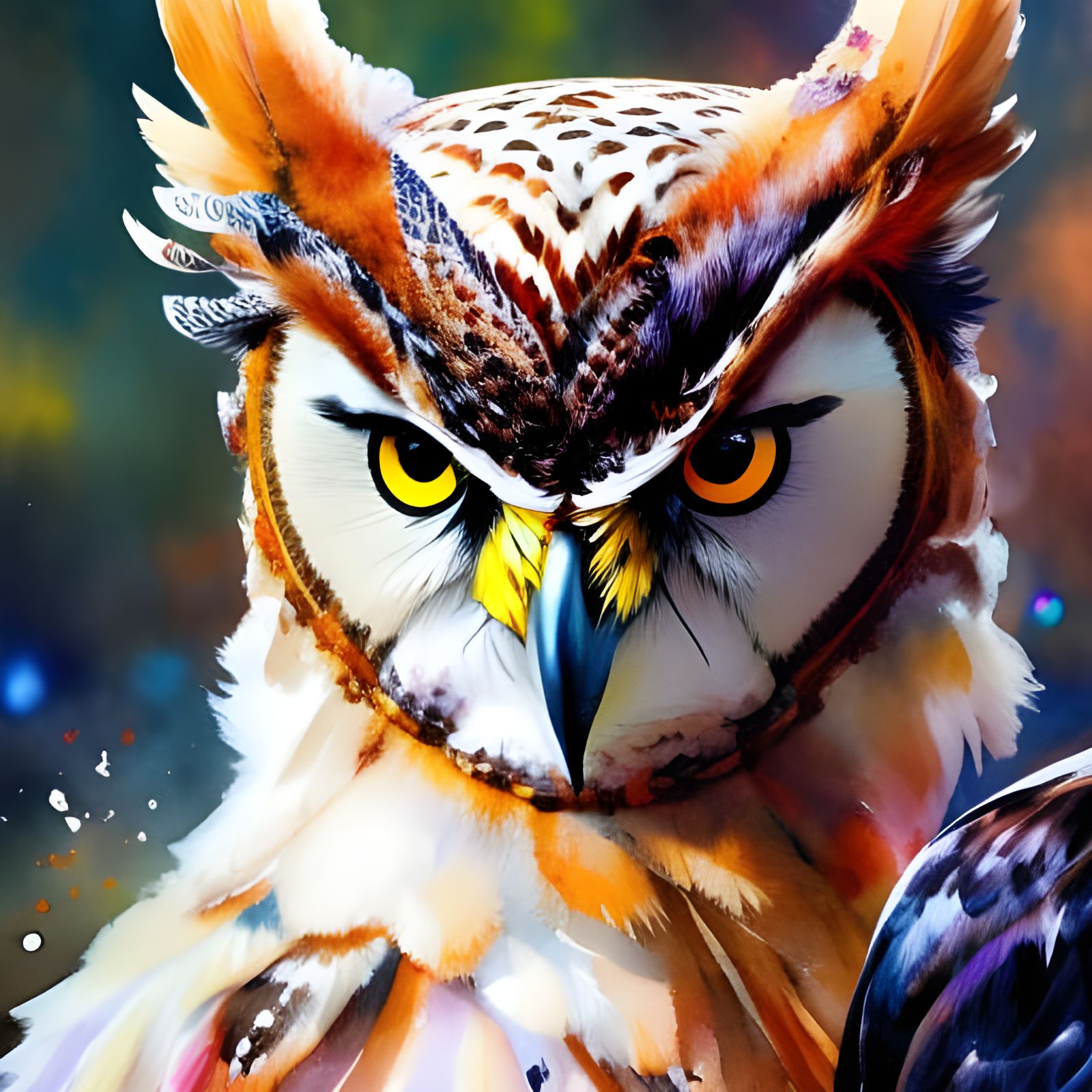 Cattlepunk Owl: Watercolor Manga Illustration