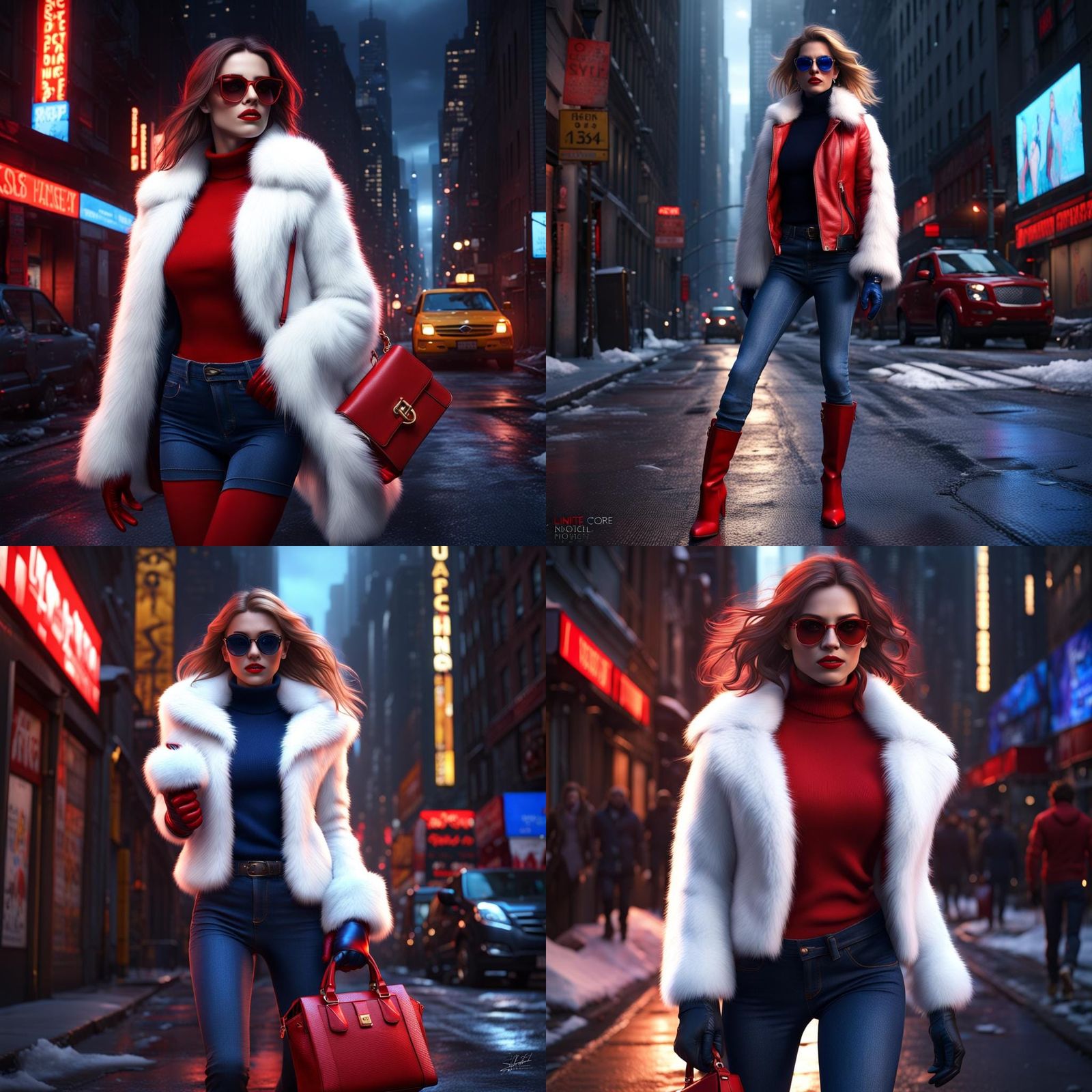 Woman Running in Manhattan Alley at Night