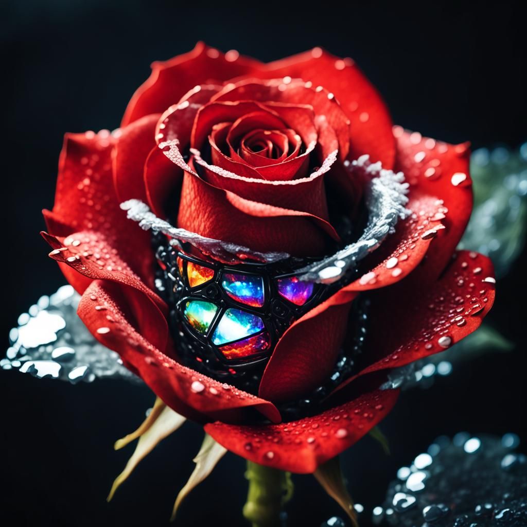 Dragon in Rose: Macro Photography with Glitch Art