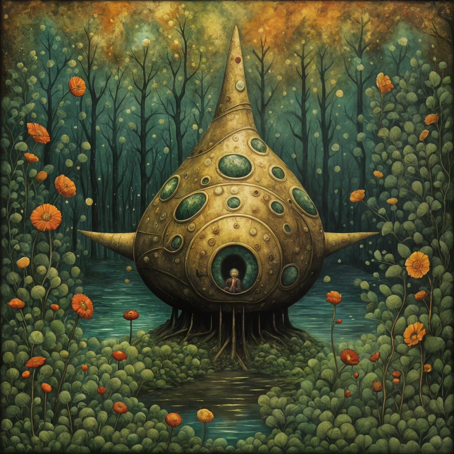 Overgrown Rocket Ship: A Sci-Fi Botanical Art Piece