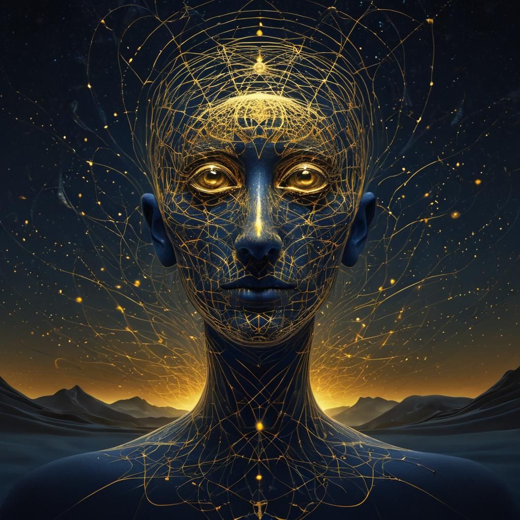 Ethereal Figure Dissolving in Golden Light