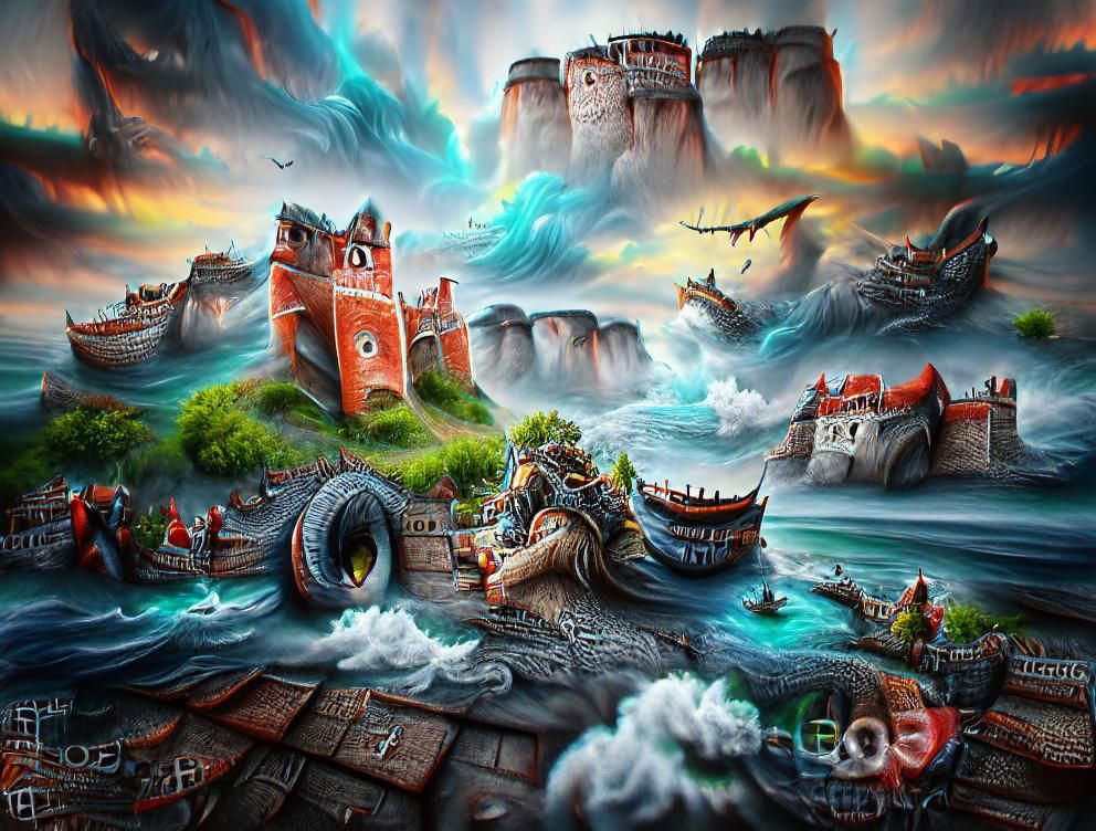 Epic Dragon Battle at Gothic Citadel in 3D