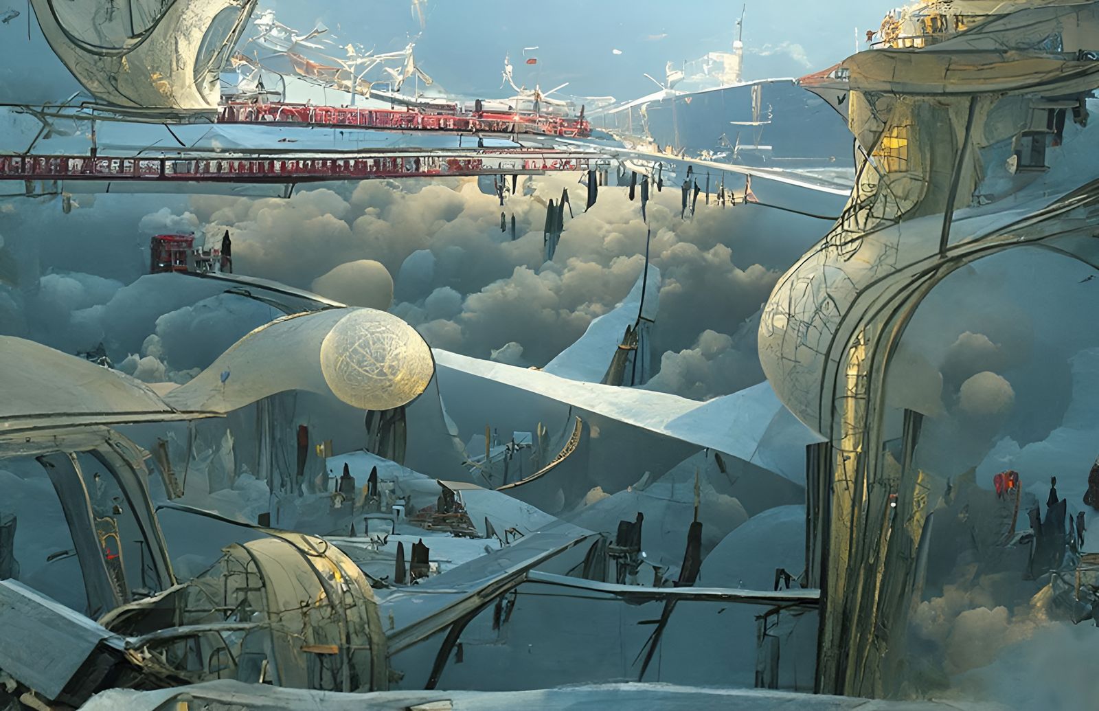 Futuristic Trans-Siberian Railway in Film Noir Style