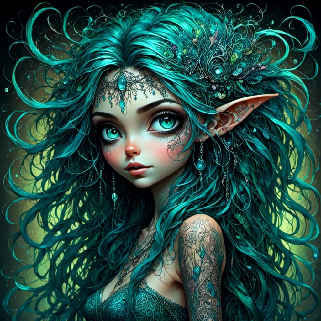 Bioluminescent Dryad in Mystical World, Digital Painting