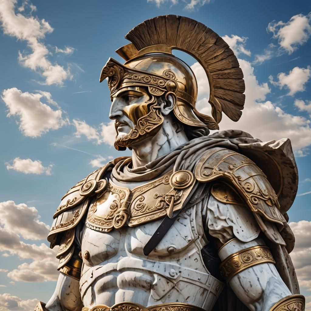 Colossal Greek Warrior Statue in Classical Realism