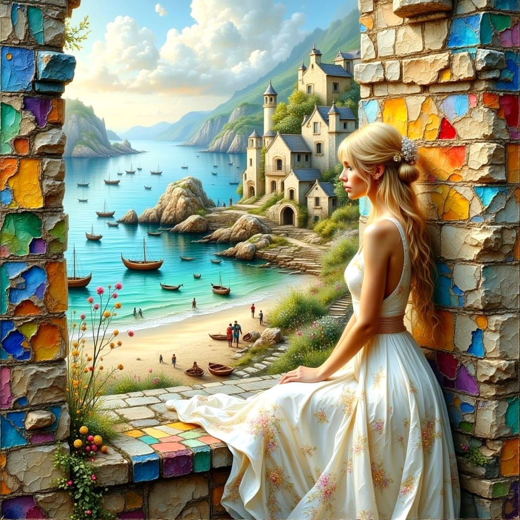 Irish Harbor View as Impasto Oil Painting