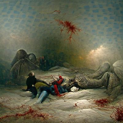 Grim Murder Scene in the Style of Engravings