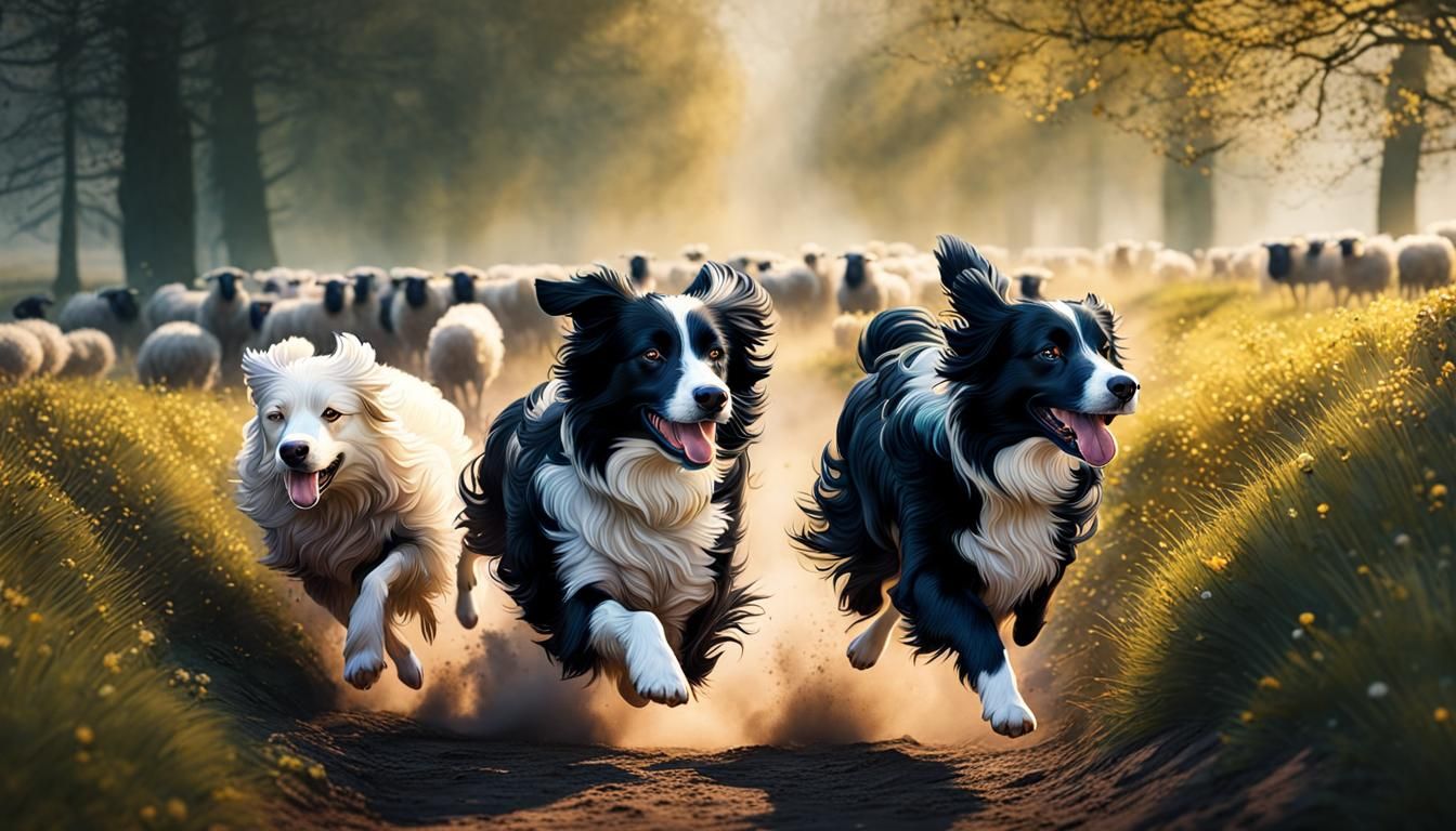 We rounded up the sheep! We're good boys! (Sheep dog farm li...