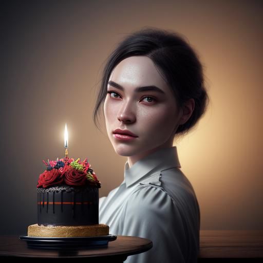 Girl's Candlelit Birthday Celebration in Digital Art Style