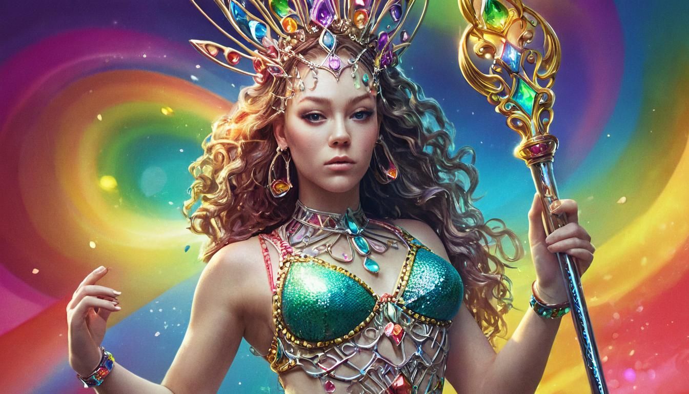 Skinny Princess with Magic Staff: Hyperrealistic Portrait