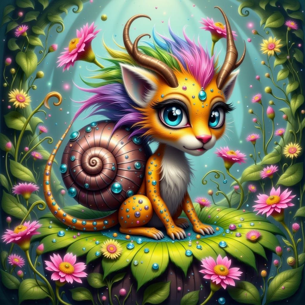 Whimsical Snail-Cheetah in a Fantastical World