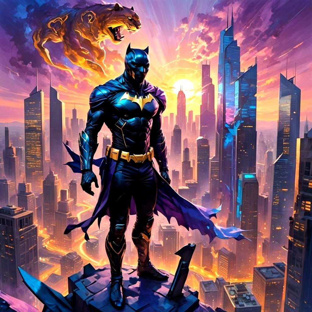 Dark Knight Panther Hybrid in Fantastical World