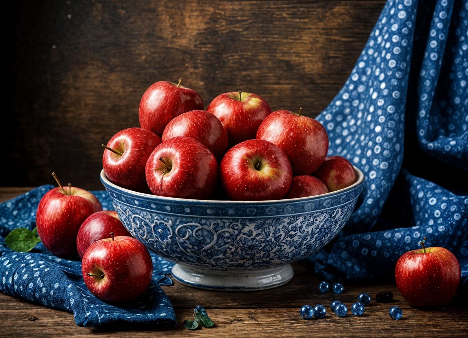 Vintage Bowl of Red Apples Still Life