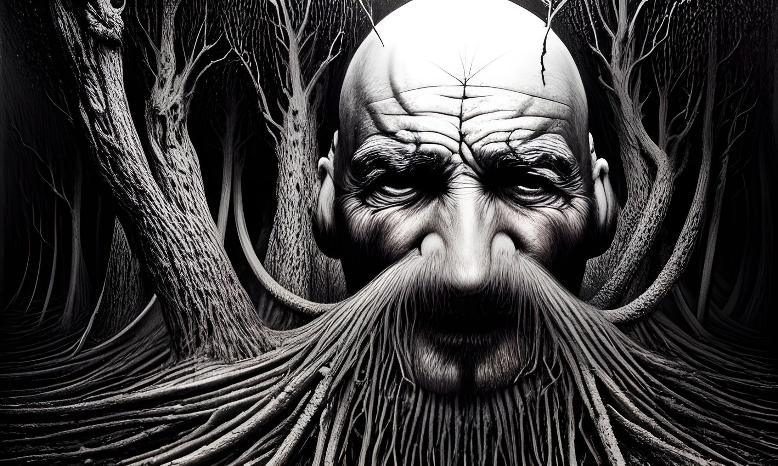 Sinister Fractal Beard Turns to Roots, Hyperdetailed Illustr...
