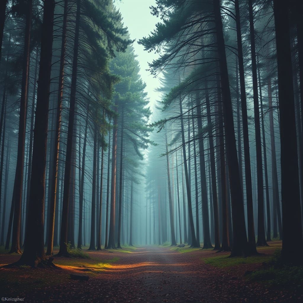 Majestic Winter Forest in Baroque Style