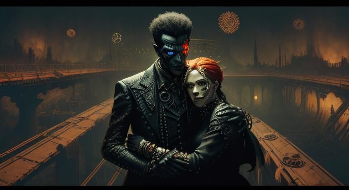 Vampires Embrace in Dark Fantasy Wonderland