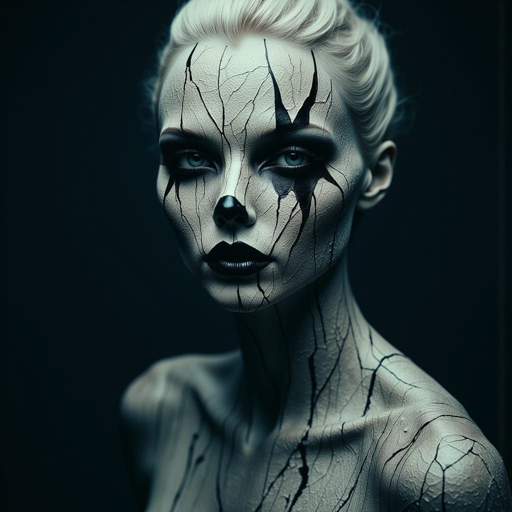 Surreal Woman Rebuilds Shattered Heart Puzzle