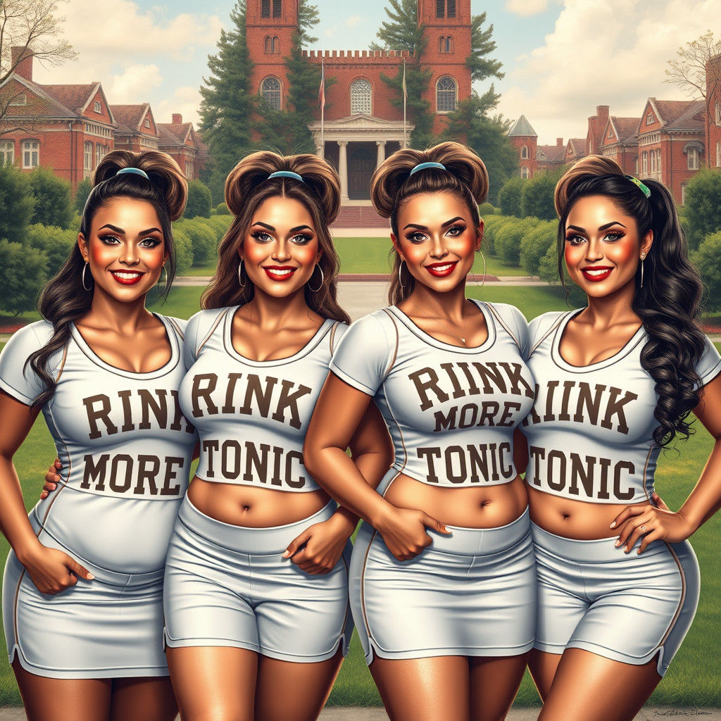 Cheerleaders Promote Tonic in Photorealistic College Scene