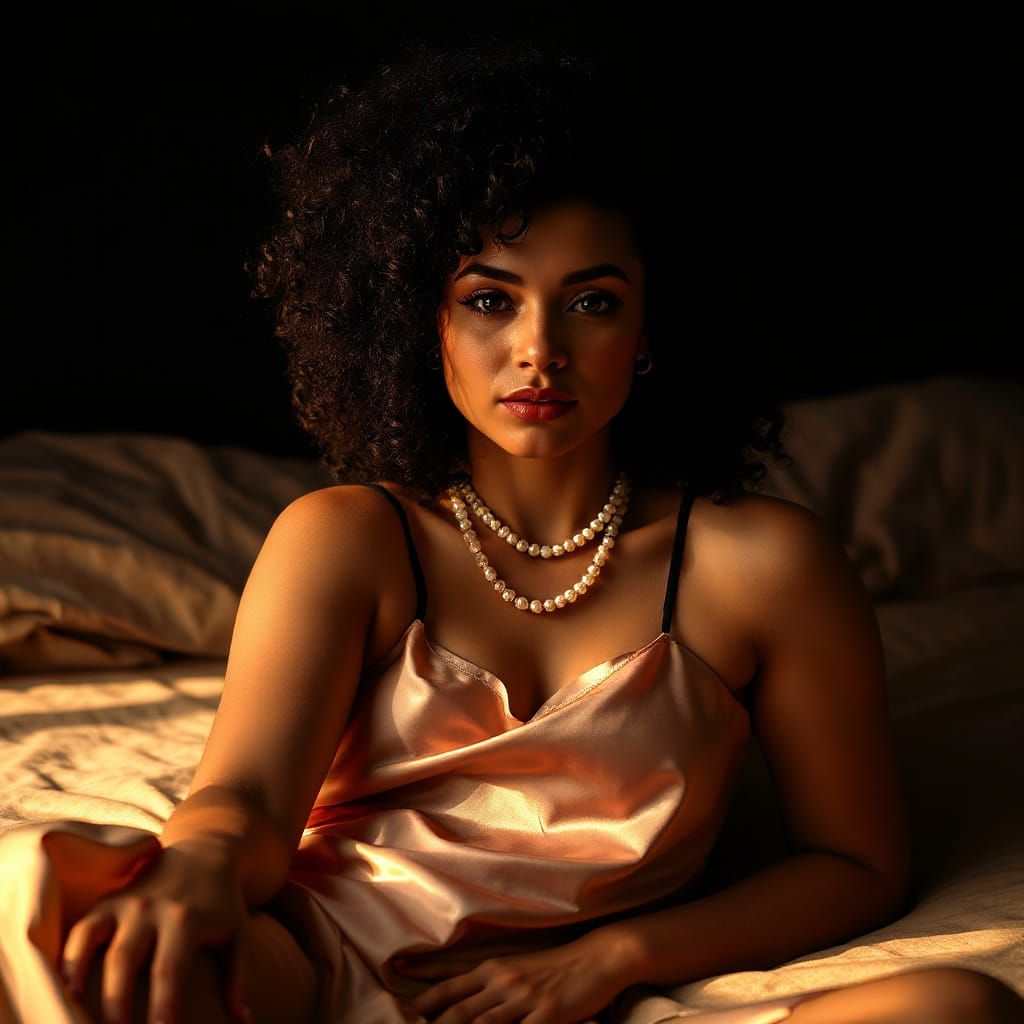 Dramatic Chiaroscuro Portrait with Golden Highlights