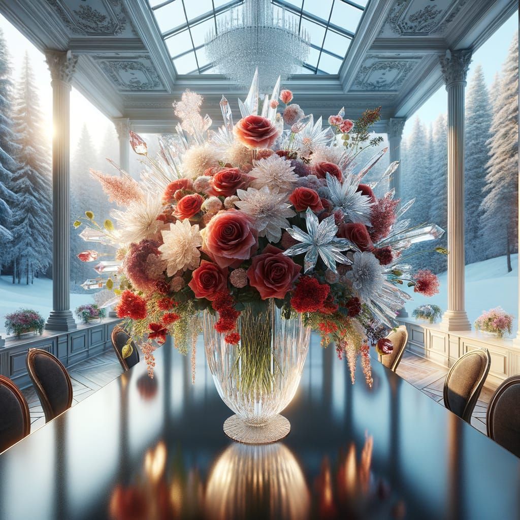 Crystal Roses Bouquet in Winter Garden