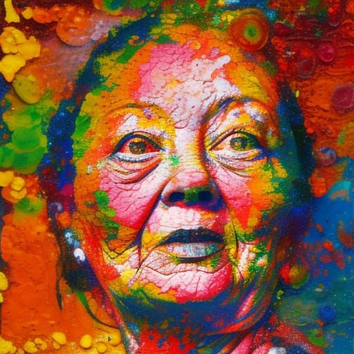 Vivid Impasto Painting of an Old Woman