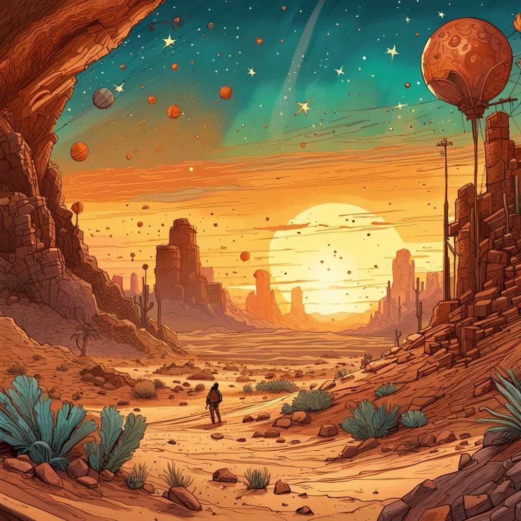 Hyperrealistic Desert Sunset Digital Art