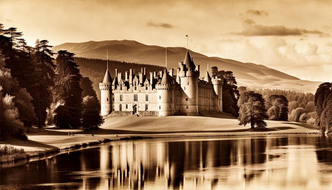 Castle Fraser, Scotland: Sepia Picture from the 19th Century